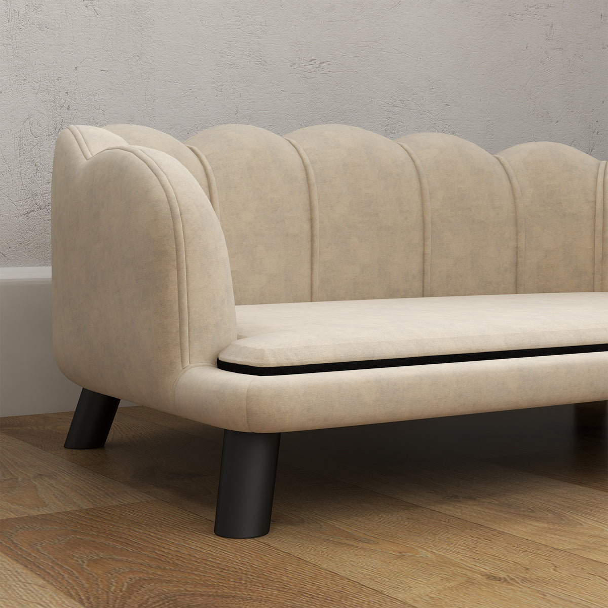 PawHut Hundesofa Katzenbett in zeitgenössischem Muscheldesign Größe 98L x 60B x 35H cm mit flauschigem Kissen aus Velours grün
