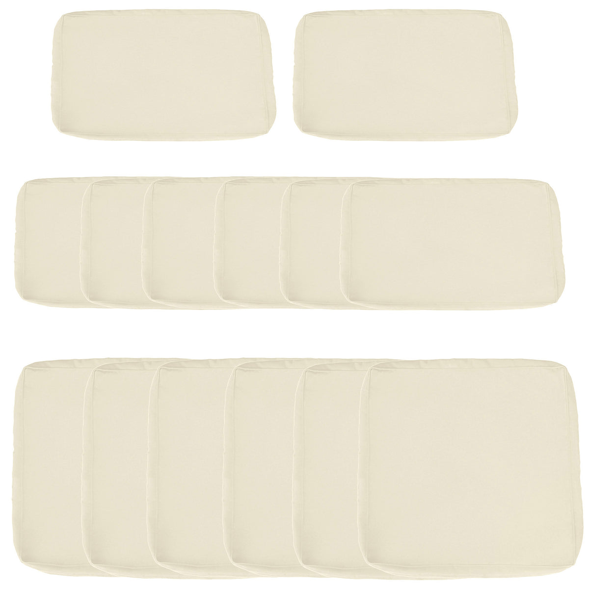 Outsunny Set mit 14 Ersatzbezügen für Gartenmöbelkissen - 6 Sitzkissenbezüge, 8 Rückenkissenbezüge - Reißverschluss Polyester wasserabweisend Beige