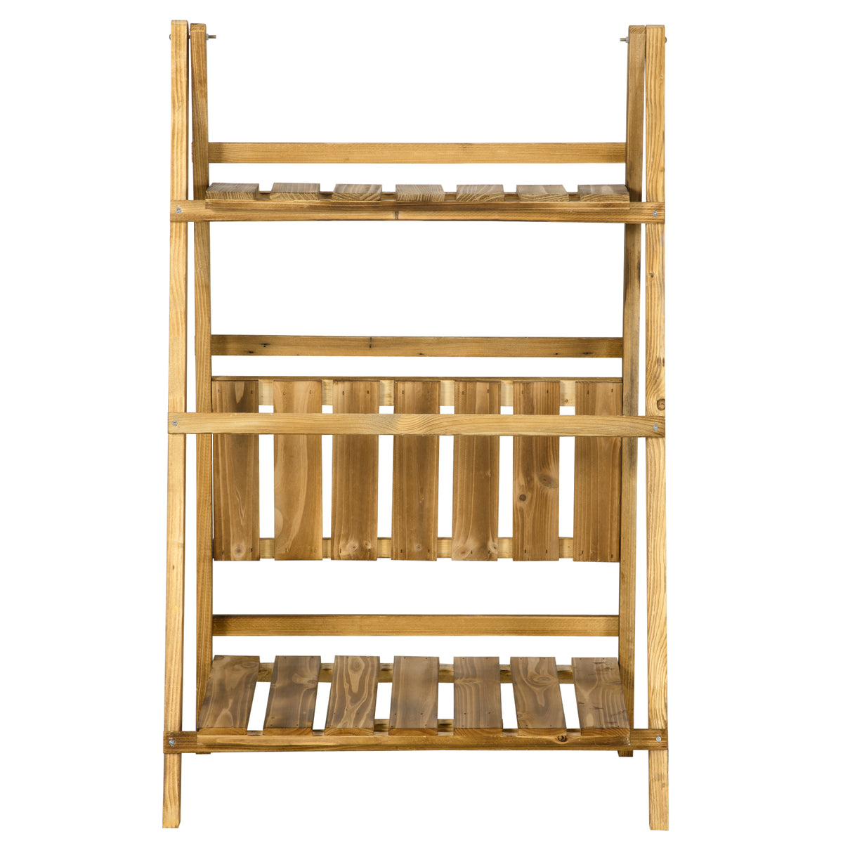 Outsunny Pflanzentreppe Blumenbank Blumentreppe Blumenregal Pflanzregal Blumenständer 3 Stufen Tannenholz Dunkelbraun 60 x 37 x 93 cm