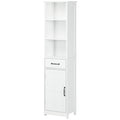 kleankin Badezimmerschrank mit 3 offenen Fächern, Schublade und verstellbarem Regal, 40 x 30 x 164 cm, weiß