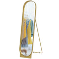 HOMCOM Bodenstehender gewölbter Spiegel 40 x 160 cm Metallrahmen und bruchsichere Folie Boden- oder Wandmontage Gold