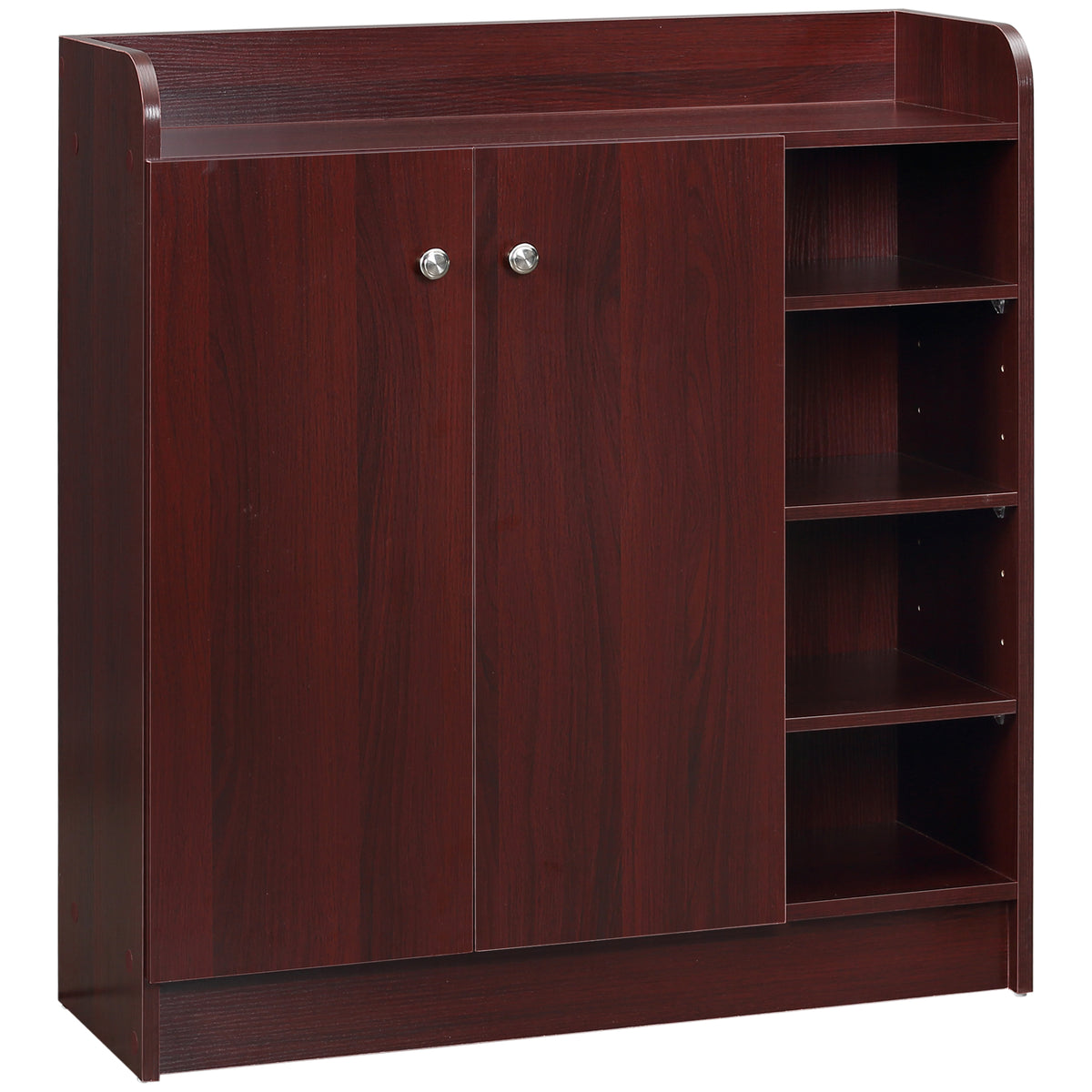 HOMCOM Moderner und Platzsparender Schuhschrank aus Holz für 12 Paar mit 4 Offenen Regalen, 83x30x90 cm, Farbe Braun