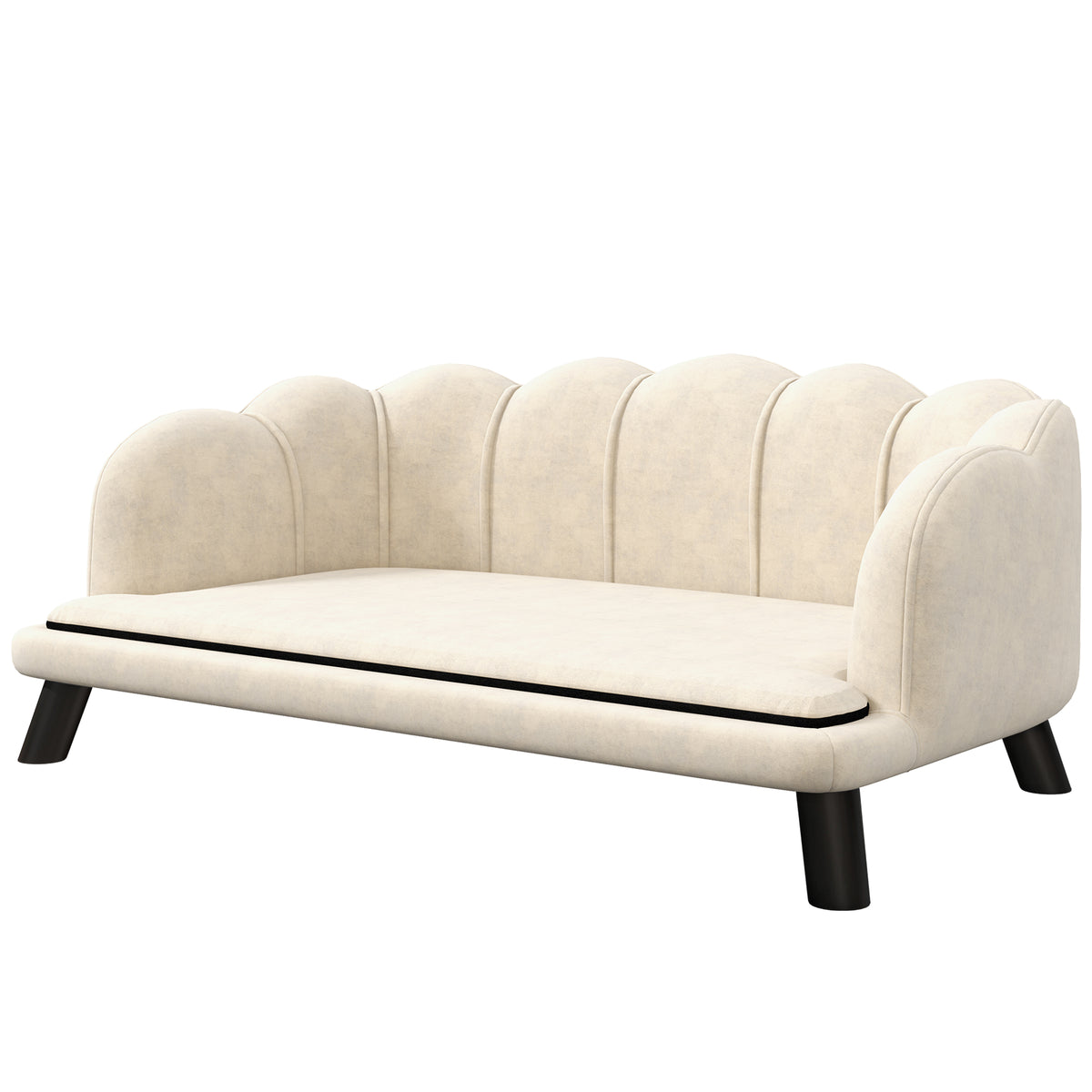 PawHut Hundesofa Katzenbett in zeitgenössischem Muscheldesign Größe 98L x 60B x 35H cm mit flauschigem Kissen aus Velours grün